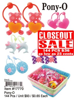 Pony O Hair Accessories - Closeout 144 Pcs.